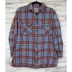 At Last & Co Vtg Style Zip Up Plaid Shirt Jacket Women's Med Long Sleeve